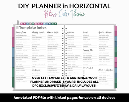 DIY Horizontal Digital Planner | Bliss Theme | Goodnotes, iPad & Android