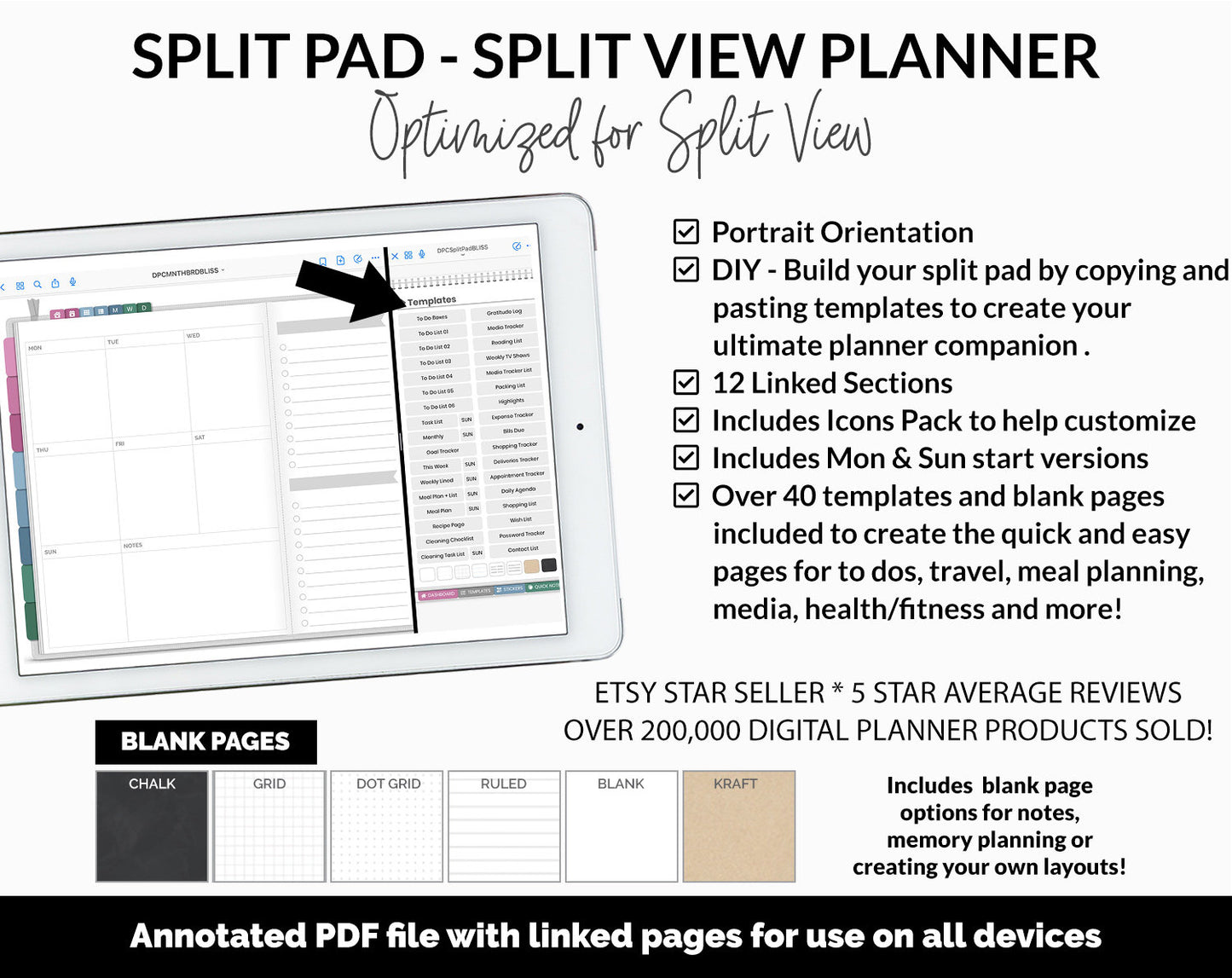 Split Pad | Split View Digital Planner | Bliss Theme | GoodNotes & iPad