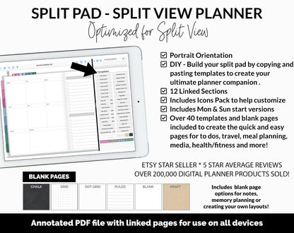 Split Pad | Split View Digital Planner | Bliss Theme | GoodNotes & iPad