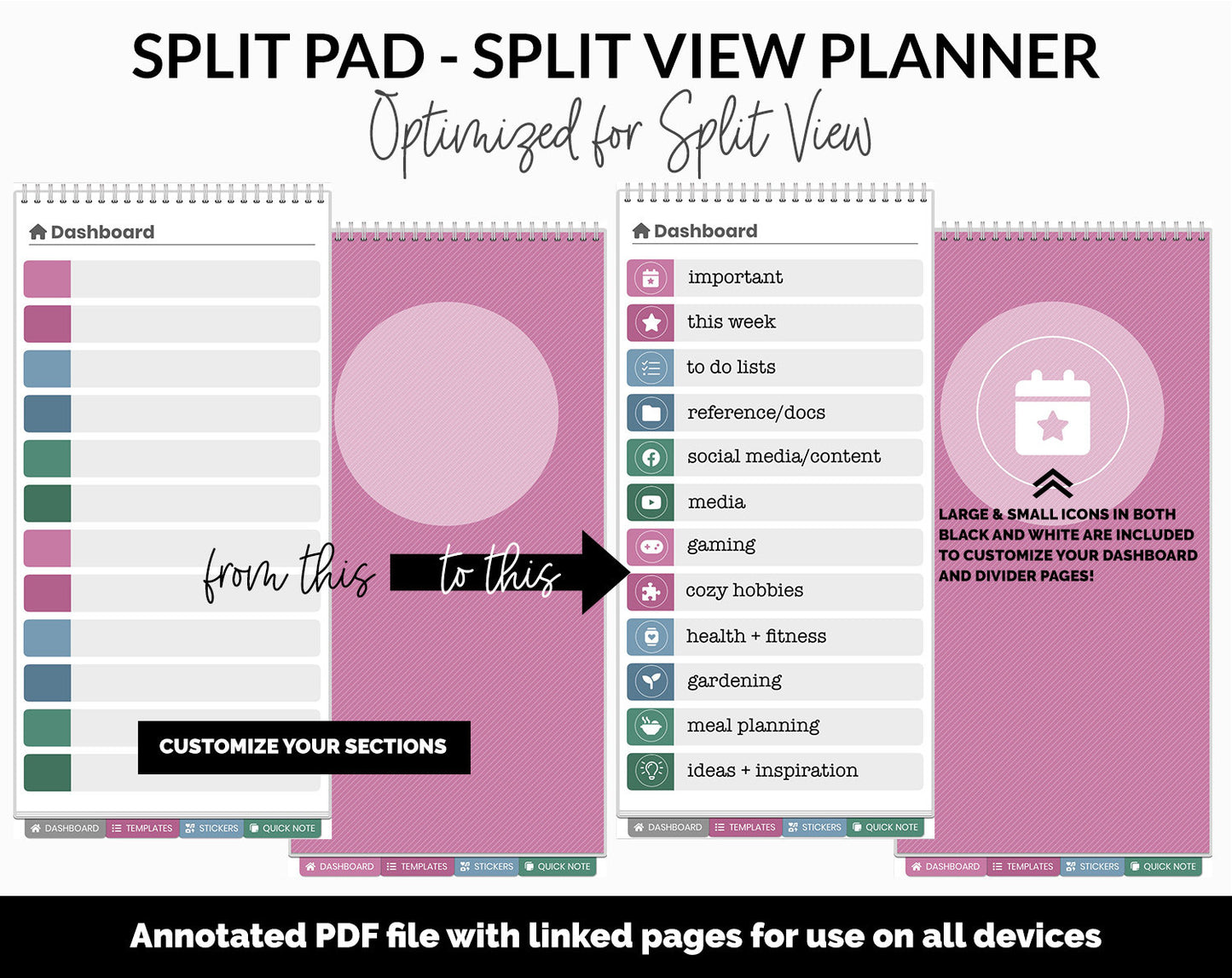 Split Pad | Split View Digital Planner | Bliss Theme | GoodNotes & iPad