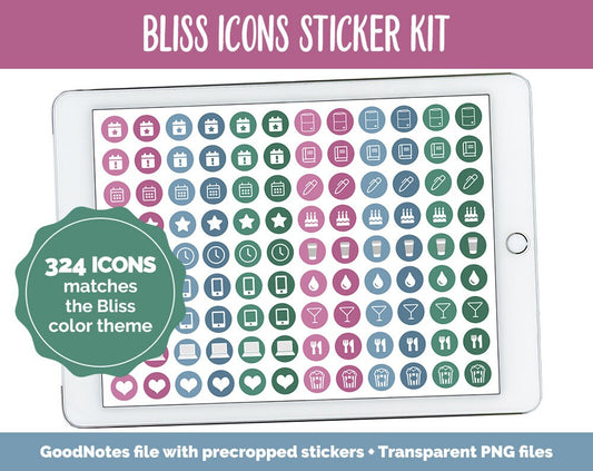 Bliss Icons Digital Planner Stickers | GoodNotes, iPad and Android | Icons, Life, Weather, Everyday