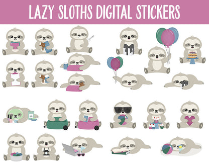 Lazy Sloths Digital Planner Stickers | GoodNotes, iPad and Android | Activities, Tasks, Sassy, Simon, August