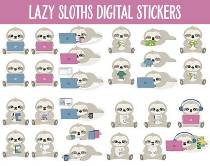 Lazy Sloths Digital Planner Stickers | GoodNotes, iPad and Android | Activities, Tasks, Sassy, Simon, August