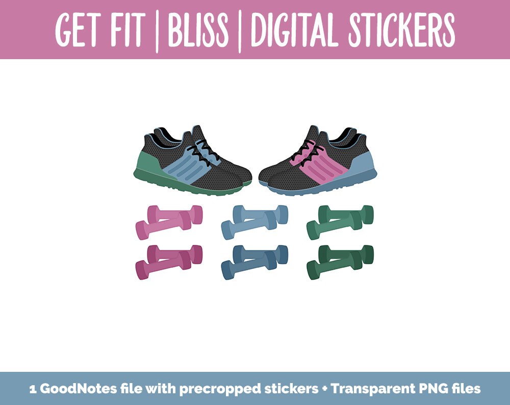 Get Fit Bliss Digital Stickers | GoodNotes & iPad | Fitness, Health, Self-Care, Workout