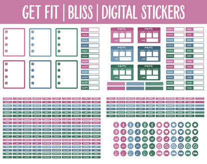 Get Fit Bliss Digital Stickers | GoodNotes & iPad | Fitness, Health, Self-Care, Workout