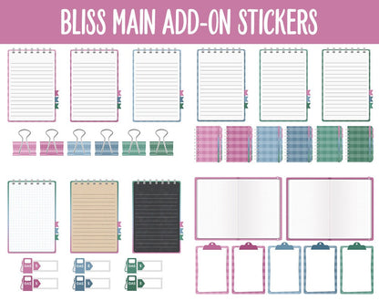 Bliss Add-On Digital Stickers | GoodNotes & iPad | Trackers, Budget, Meal Planning, Health, Habits
