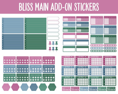 Bliss Add-On Digital Stickers | GoodNotes & iPad | Trackers, Budget, Meal Planning, Health, Habits