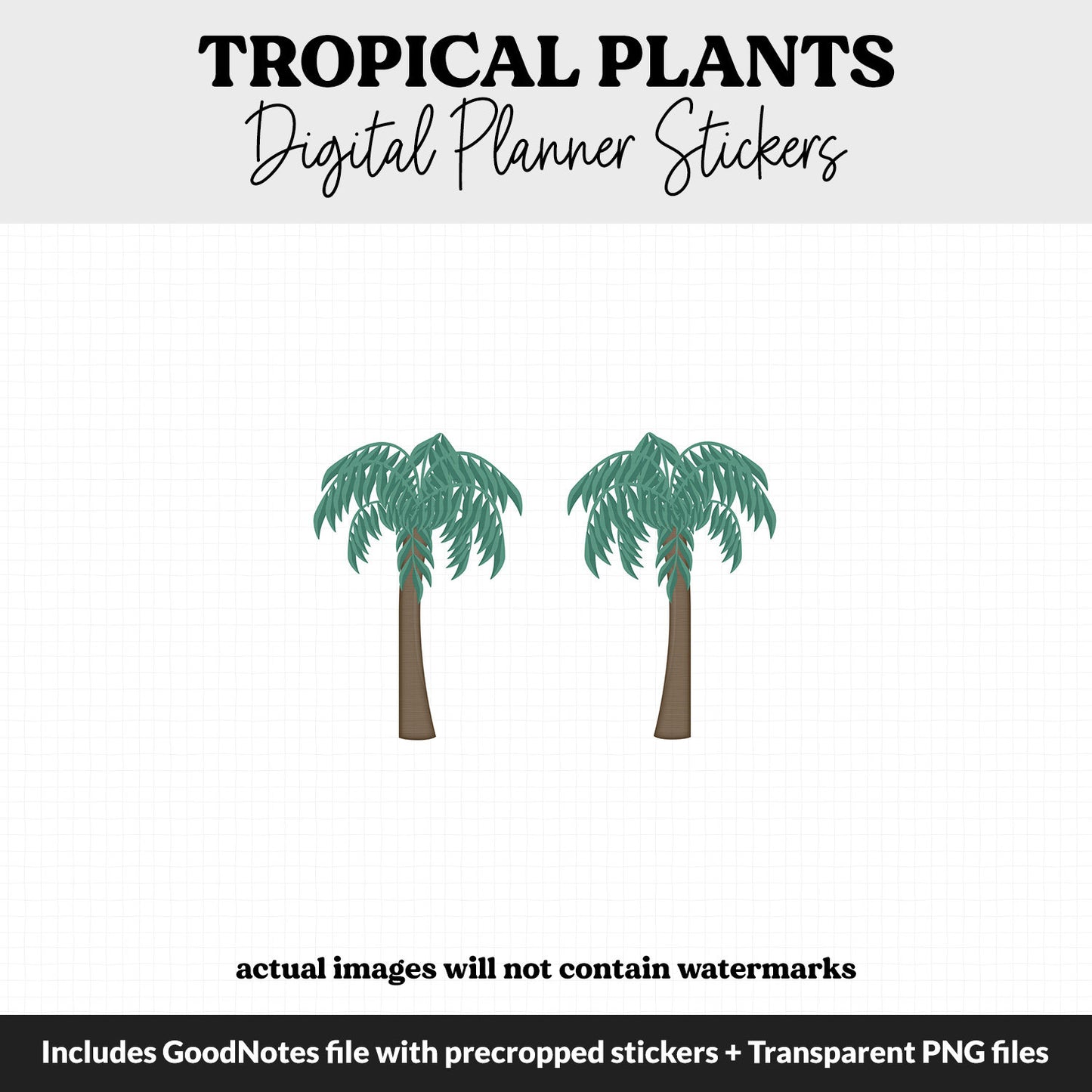 Tropical Plants Digital Planner Stickers | GoodNotes, iPad and Android | Floral, Hibiscus, Palm, Tropics, Functional