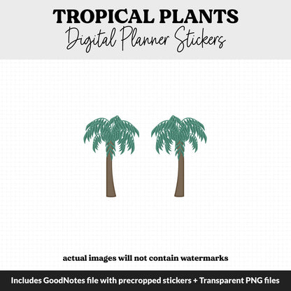 Tropical Plants Digital Planner Stickers | GoodNotes, iPad and Android | Floral, Hibiscus, Palm, Tropics, Functional