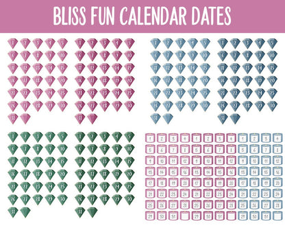 Bliss Fun Calendar Date Digital Stickers | GoodNotes, iPad and Android