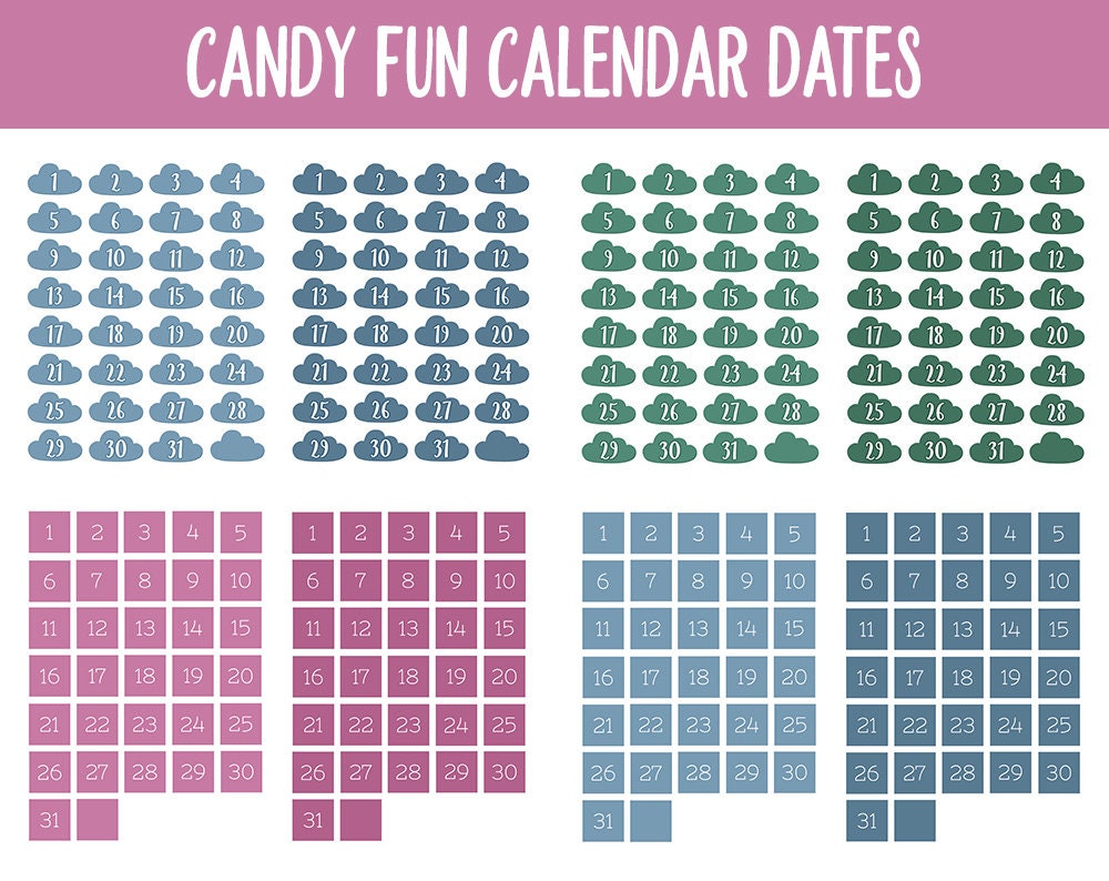 Bliss Fun Calendar Date Digital Stickers | GoodNotes, iPad and Android