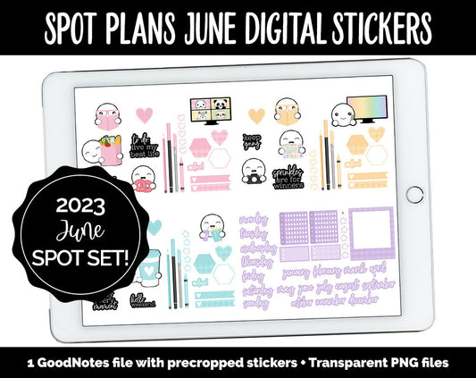 Spot Plans June Digital Stickers | GoodNotes, iPad and Android | Sprinkles | Sassy, Rainbow, Pastel, Adulting, Planning, Funny