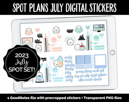 Spot Plans July Digital Stickers | GoodNotes, iPad and Android | Candy | Sassy, Rainbow, Pastel, Adulting, Planning, Funny