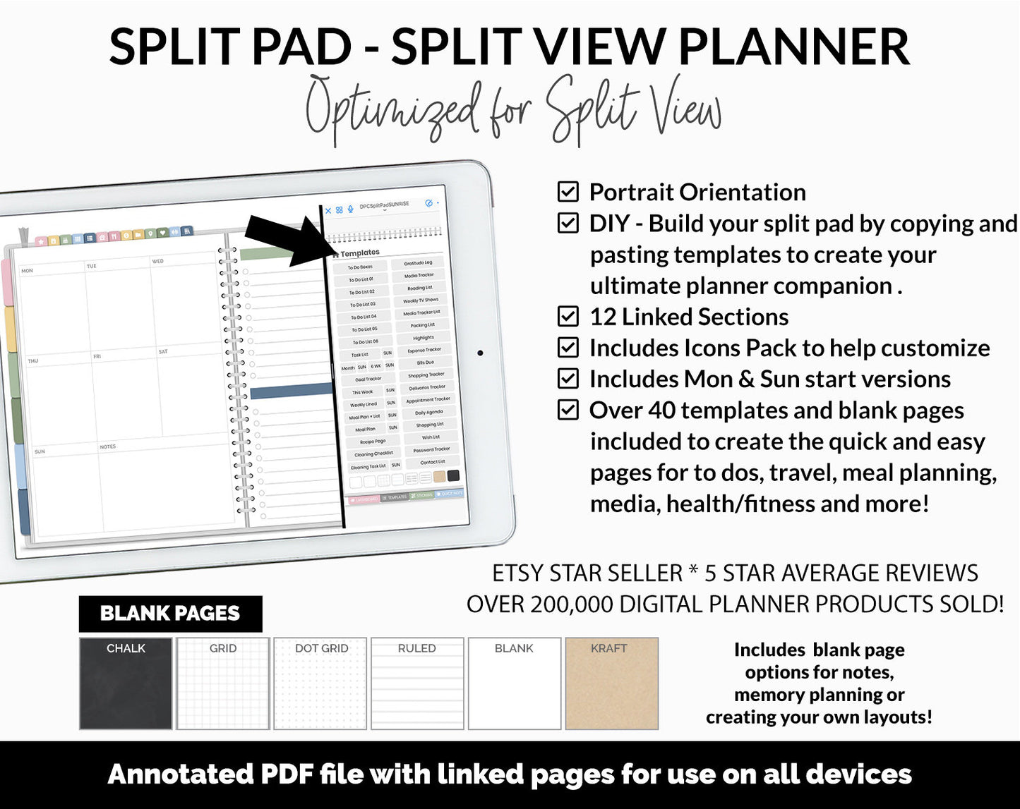 Split Pad | Split View Digital Planner | Sunrise Theme | GoodNotes & iPad