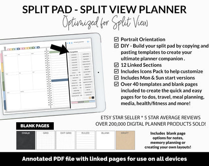 Split Pad | Split View Digital Planner | Sunrise Theme | GoodNotes & iPad