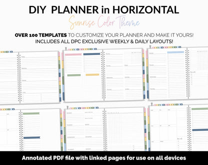 DIY Horizontal Digital Planner | Sunrise Theme | Goodnotes, iPad & Android