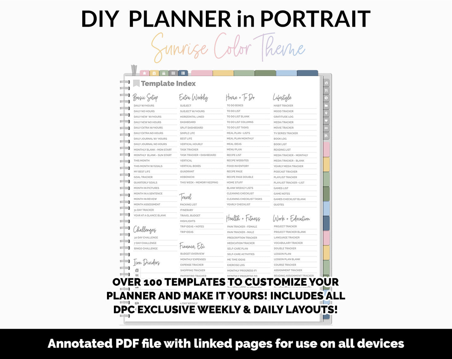 DIY Portrait Digital Planner | Sunrise Theme | Goodnotes, iPad & Android