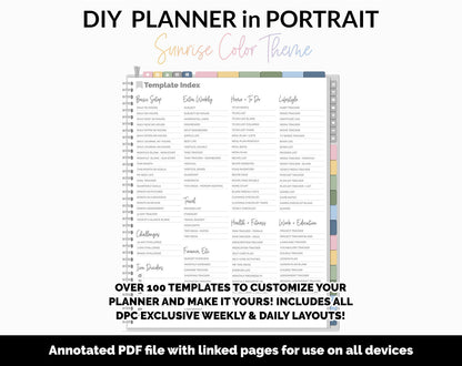 DIY Portrait Digital Planner | Sunrise Theme | Goodnotes, iPad & Android