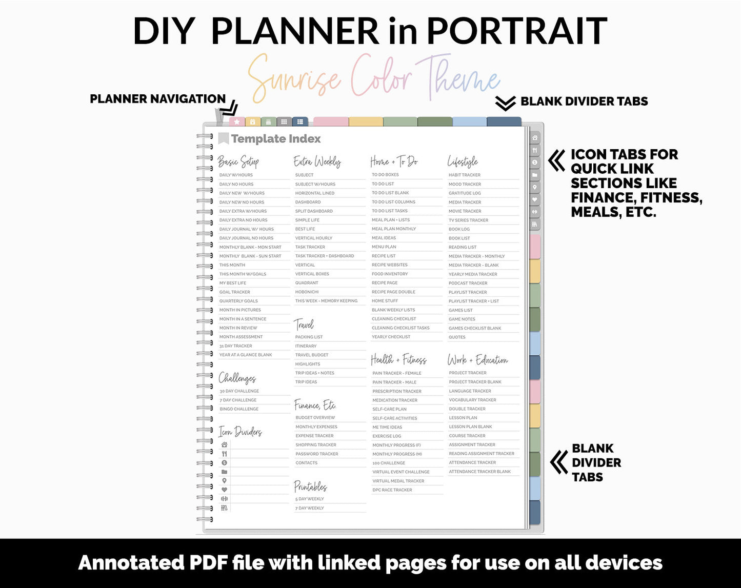 DIY Portrait Digital Planner | Sunrise Theme | Goodnotes, iPad & Android