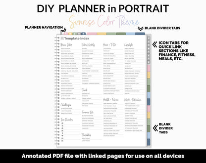 DIY Portrait Digital Planner | Sunrise Theme | Goodnotes, iPad & Android
