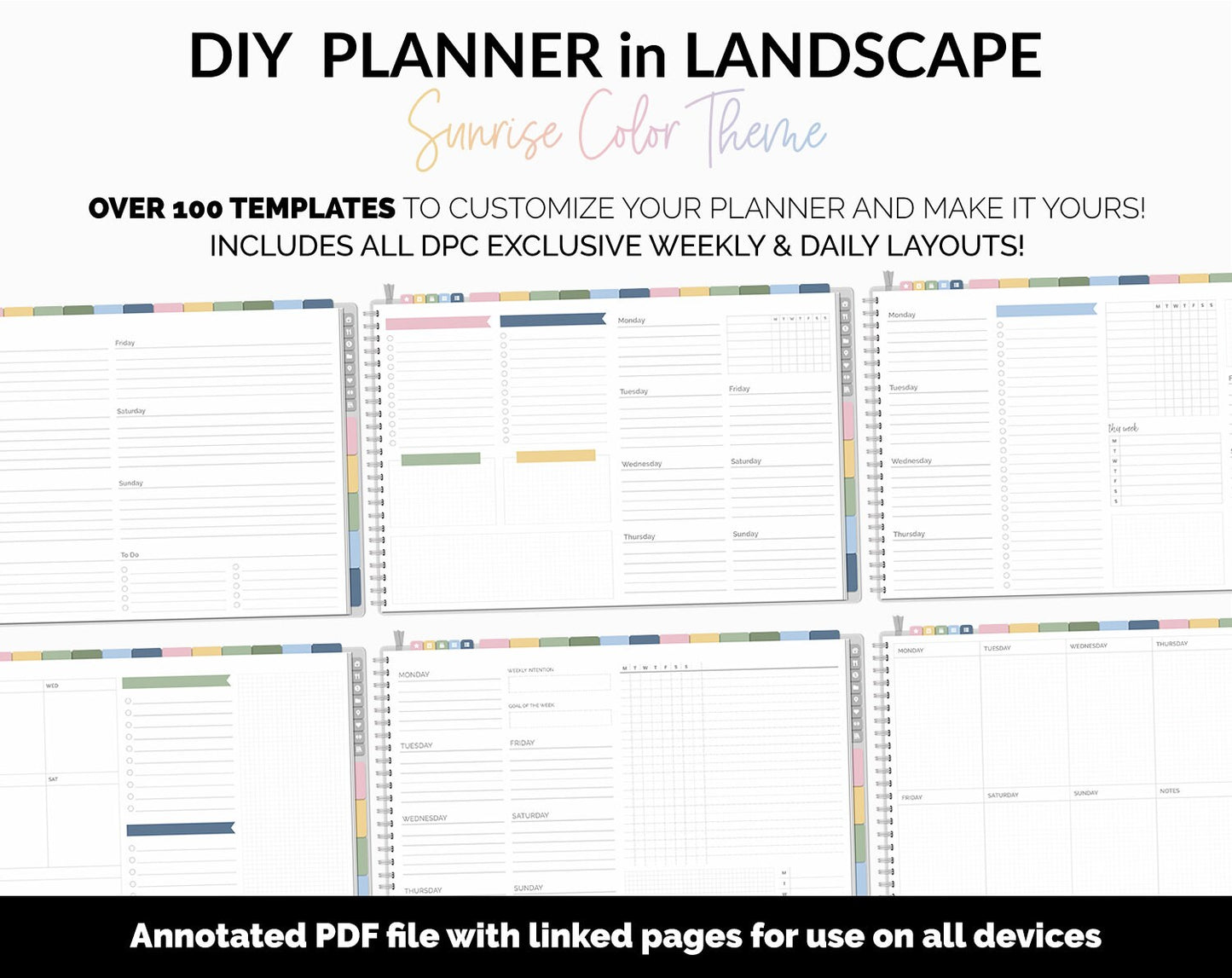 DIY Landscape Digital Planner | Sunrise Theme | Goodnotes, iPad & Android | Notebook