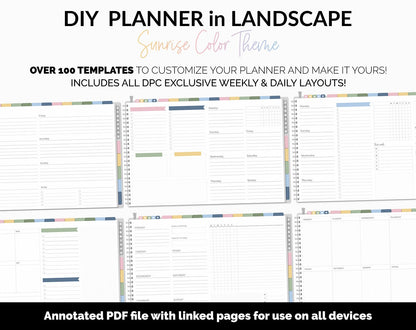 DIY Landscape Digital Planner | Sunrise Theme | Goodnotes, iPad & Android | Notebook