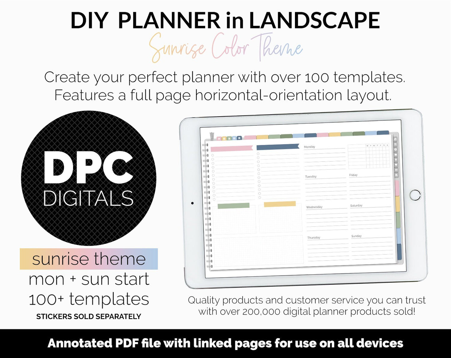 DIY Landscape Digital Planner | Sunrise Theme | Goodnotes, iPad & Android | Notebook