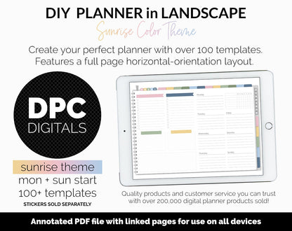 DIY Landscape Digital Planner | Sunrise Theme | Goodnotes, iPad & Android | Notebook