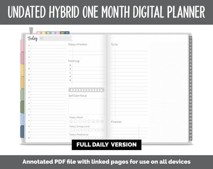 Undated Hybrid One Month Digital Planner | Sunrise Theme | GoodNotes, iPad & Android