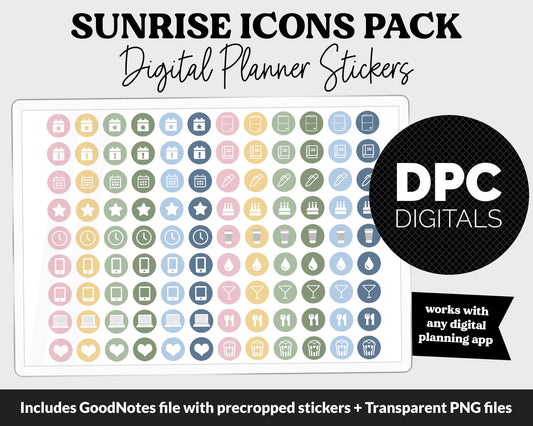 Sunrise Icons Digital Planner Stickers | GoodNotes, iPad and Android | Icons, Life, Weather, Everyday