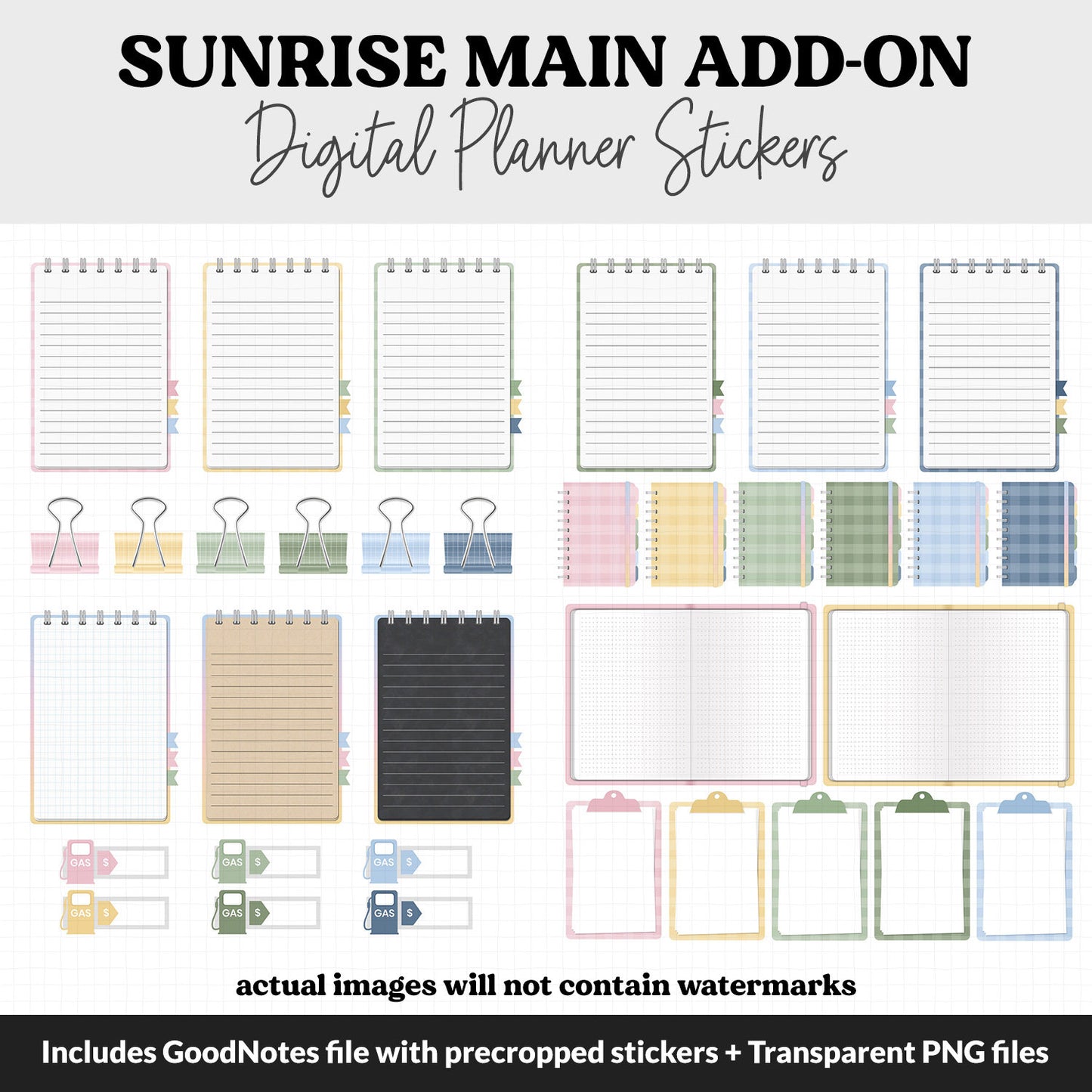 Sunrise Add-On Digital Stickers | GoodNotes & iPad | Trackers, Budget, Meal Planning, Health, Habits