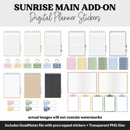 Sunrise Add-On Digital Stickers | GoodNotes & iPad | Trackers, Budget, Meal Planning, Health, Habits