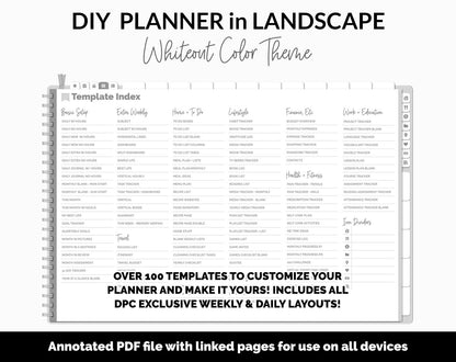 DIY Landscape Digital Planner | Whiteout Theme | Goodnotes, iPad & Android
