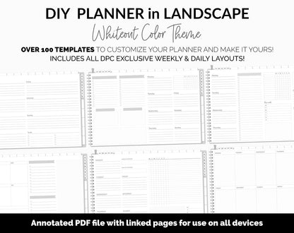 DIY Landscape Digital Planner | Whiteout Theme | Goodnotes, iPad & Android