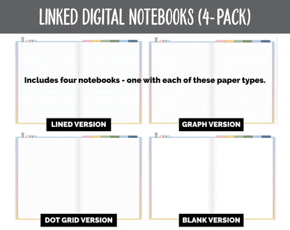 Linked Digital Notebooks 4- Pack | Sunrise Theme | GoodNotes, iPad & Android