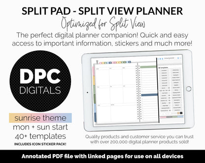 Split Pad | Split View Digital Planner | Sunrise Theme | GoodNotes & iPad