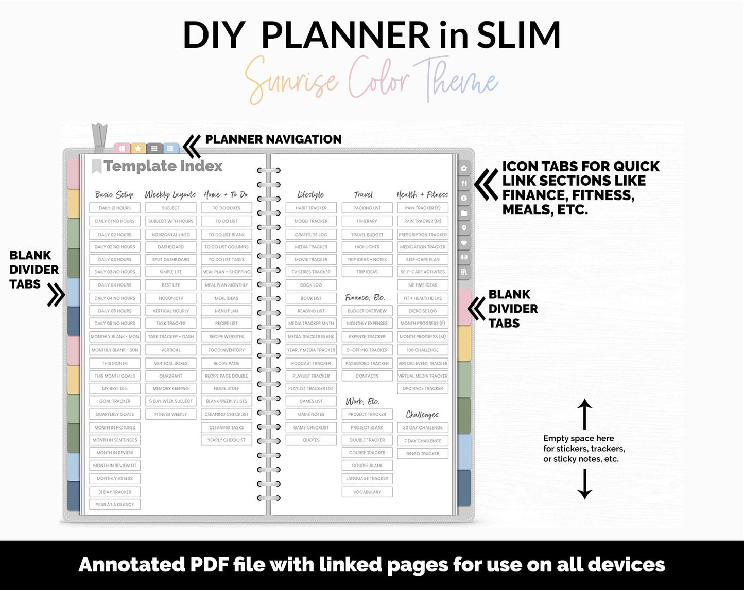 DIY Slim Digital Planner | Sunrise Theme | GoodNotes, iPad & Android