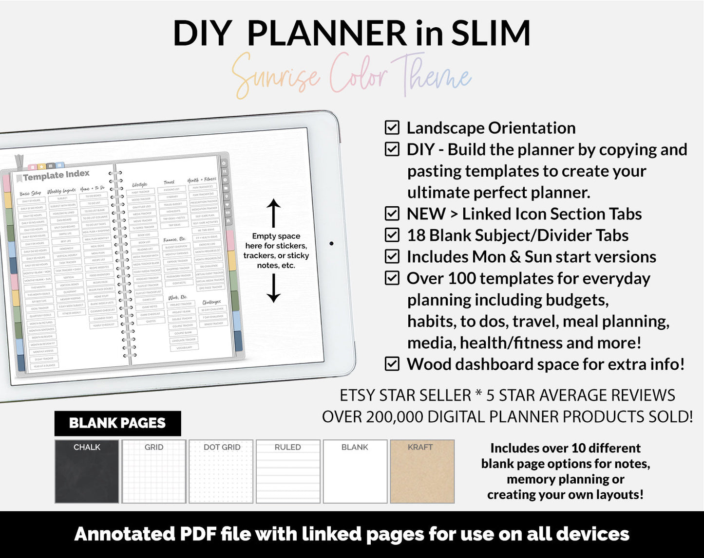 DIY Slim Digital Planner | Sunrise Theme | GoodNotes, iPad & Android