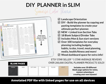 DIY Slim Digital Planner | Sunrise Theme | GoodNotes, iPad & Android