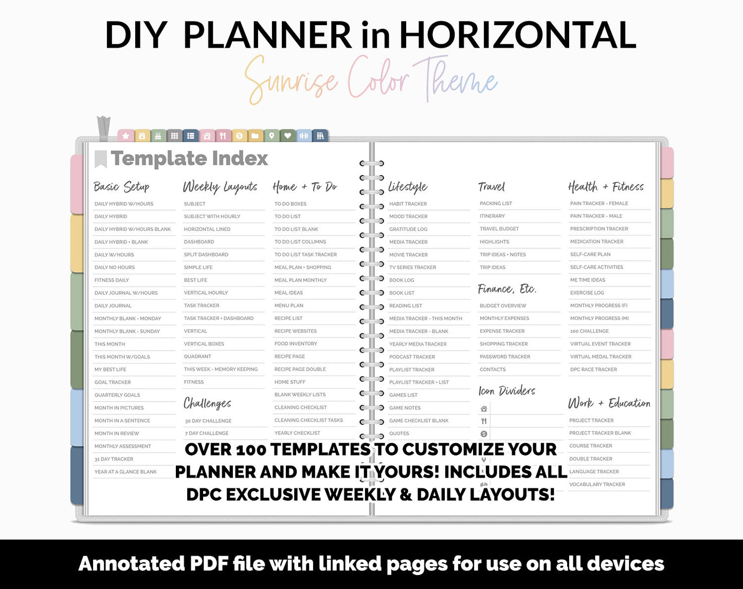 DIY Horizontal Digital Planner | Sunrise Theme | Goodnotes, iPad & Android