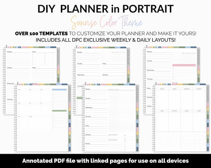 DIY Portrait Digital Planner | Sunrise Theme | Goodnotes, iPad & Android