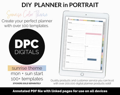 DIY Portrait Digital Planner | Sunrise Theme | Goodnotes, iPad & Android