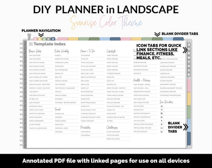 DIY Landscape Digital Planner | Sunrise Theme | Goodnotes, iPad & Android | Notebook