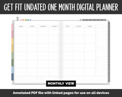 Undated Get Fit One Month Digital Planner | Sunrise Theme | GoodNotes, iPad & Android | Fitness, Self-Care, Health, Workout