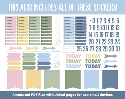 31 Day Digital Journal + Sticker Bundle | Sunrise Theme