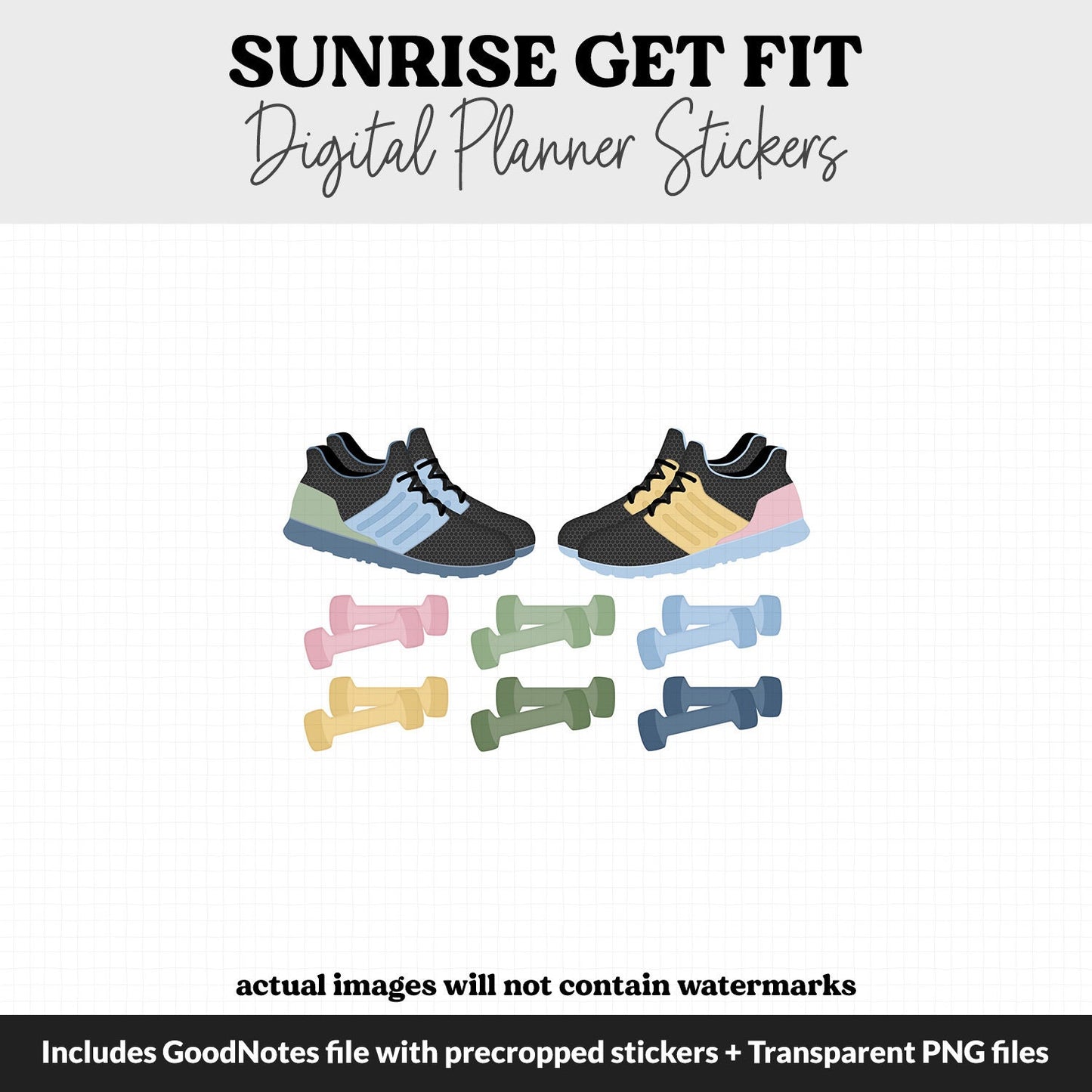Get Fit Sunrise Digital Stickers | GoodNotes & iPad | Fitness, Health, Self-Care, Workout
