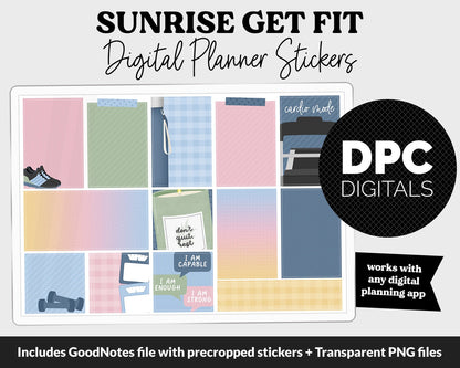 Get Fit Sunrise Digital Stickers | GoodNotes & iPad | Fitness, Health, Self-Care, Workout