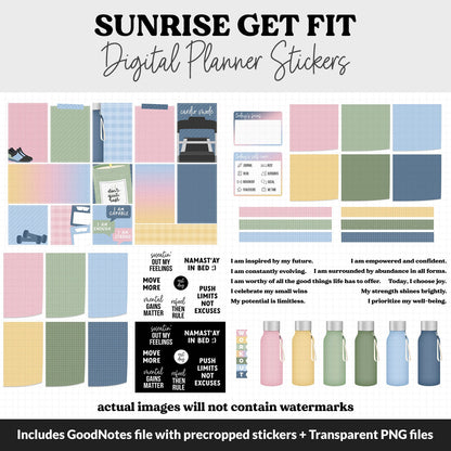 Get Fit Sunrise Digital Stickers | GoodNotes & iPad | Fitness, Health, Self-Care, Workout