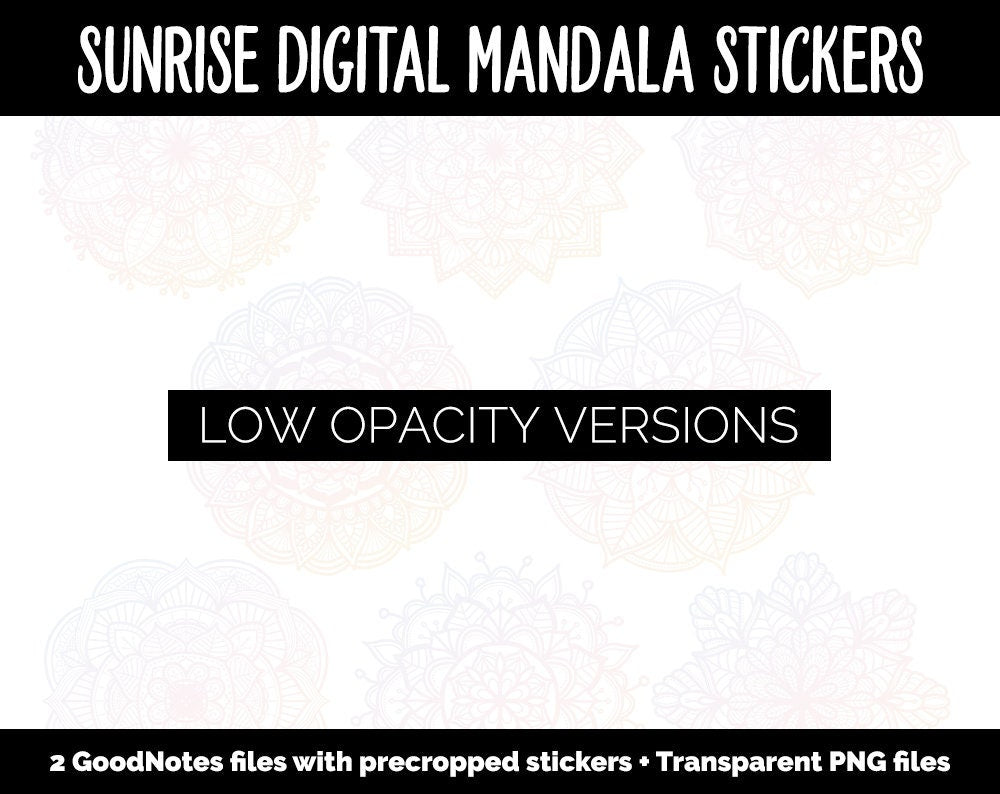 Sunrise Mandala Digital Planner Stickers | GoodNotes, iPad and Android | Gradient, Ombre, Coloring