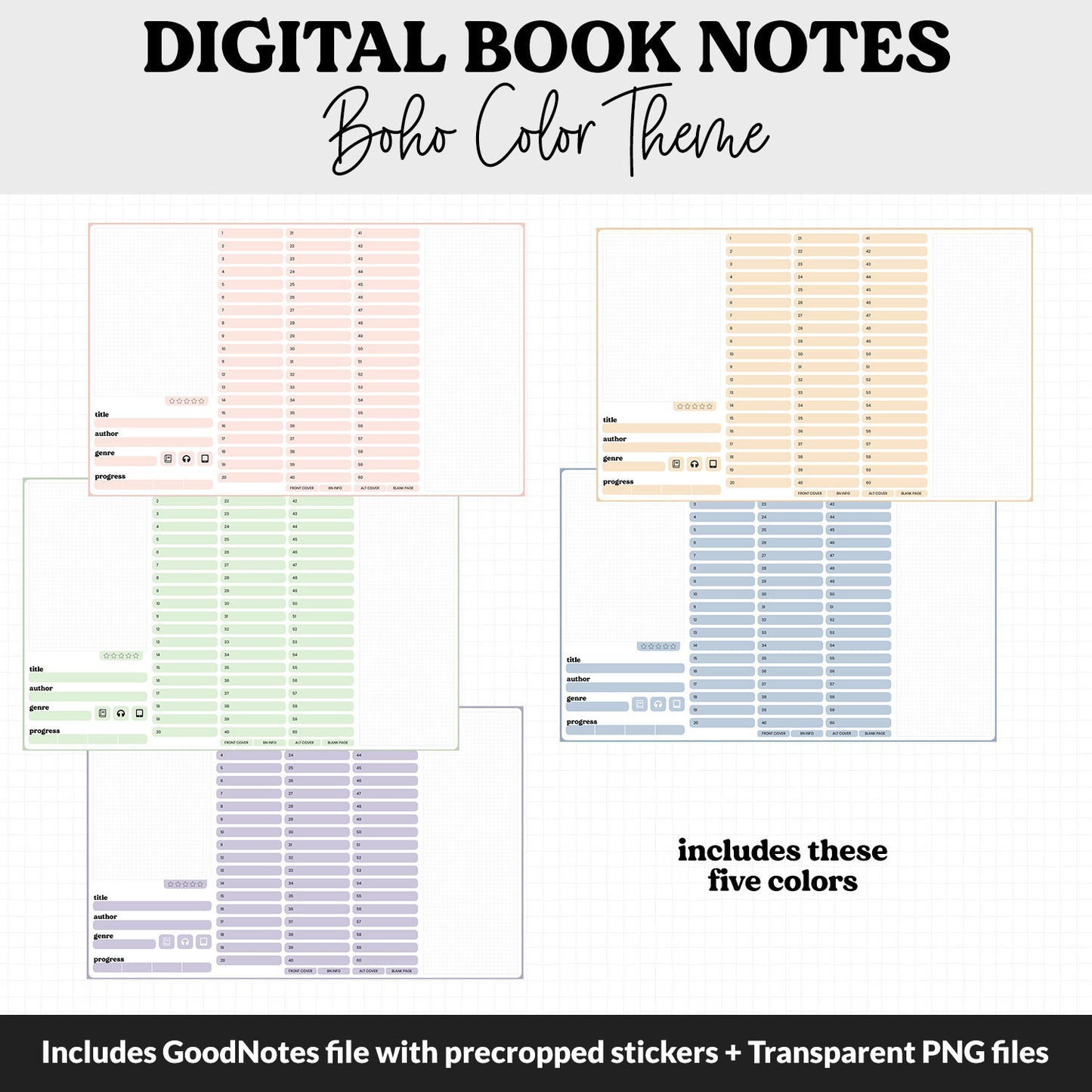Digital Book Notes Journal Notebook | Boho | GoodNotes, iPad & Android